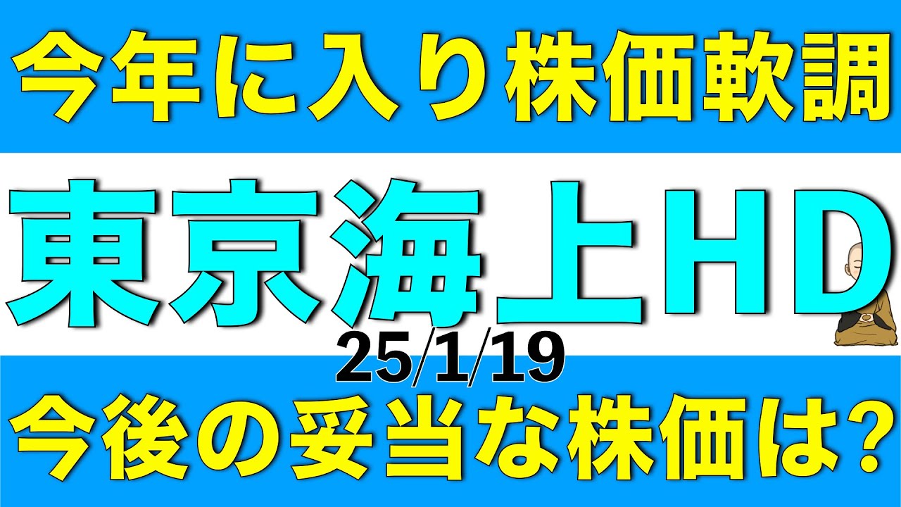 今年に入ってから株価が軟調な東京海上HDの妥当な株価水準を解説します