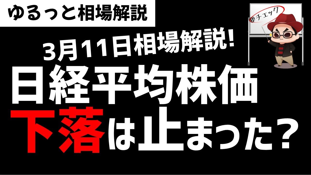 【3月11日のゆるっと相場解説】日経平均株価の下落は終ったのか？今後のシナリオを確認！ズボラ株投資