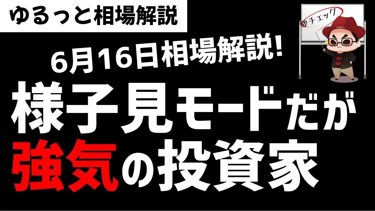 【6月16日のゆるっと相場解説】相場は日銀・FOMC・G7で様子見ムードのなか、わりと強気な投資家たち！ズボラ株投資