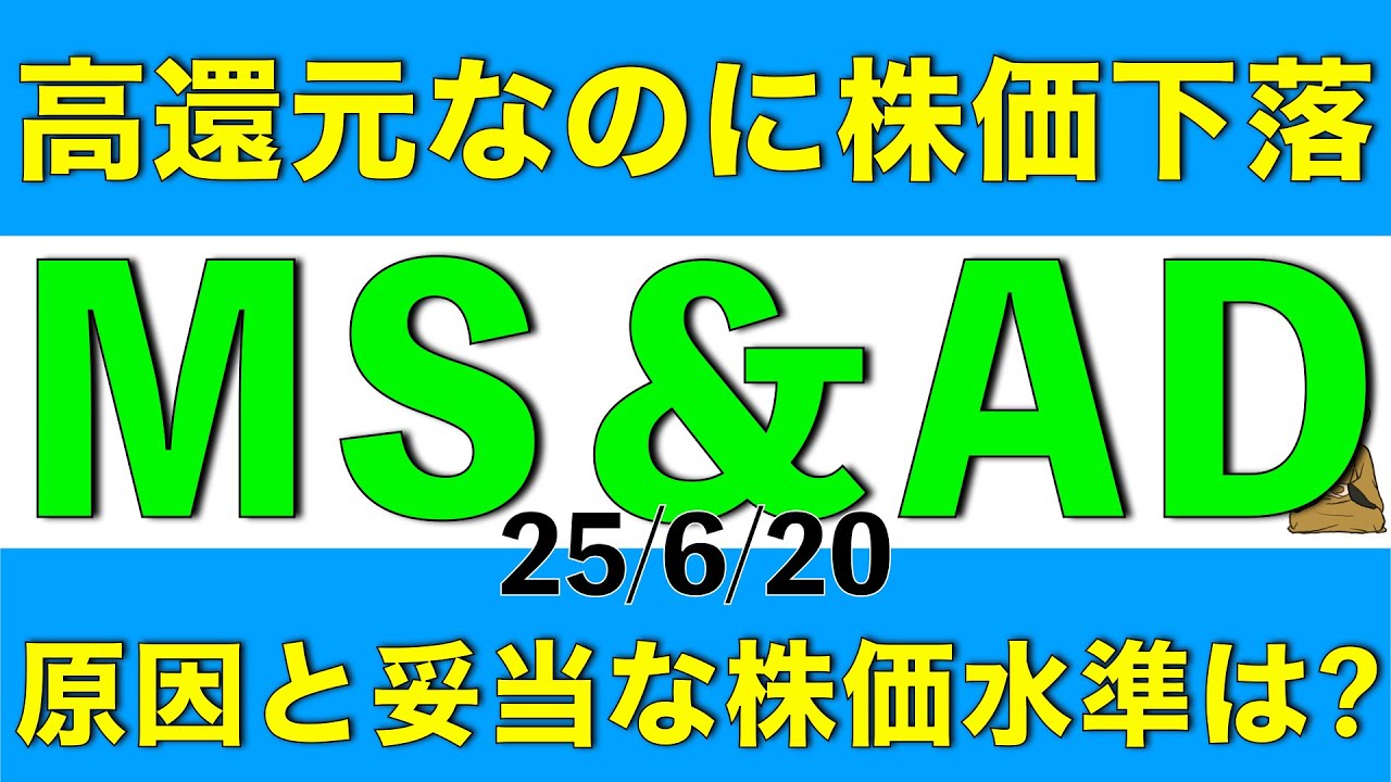 高還元なのに株価が下落しているMS＆ADの下落要因と妥当な株価水準について解説します