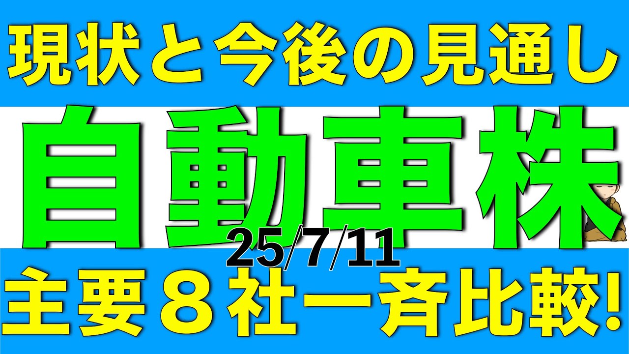 主要な自動車メーカー株の現状と今後の見通しについて８社を一斉比較して解説します