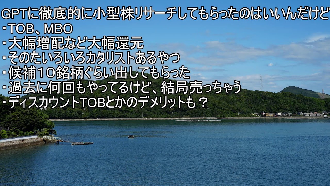 小型株のTOBや、大幅還元待ち投資ってどうなん？