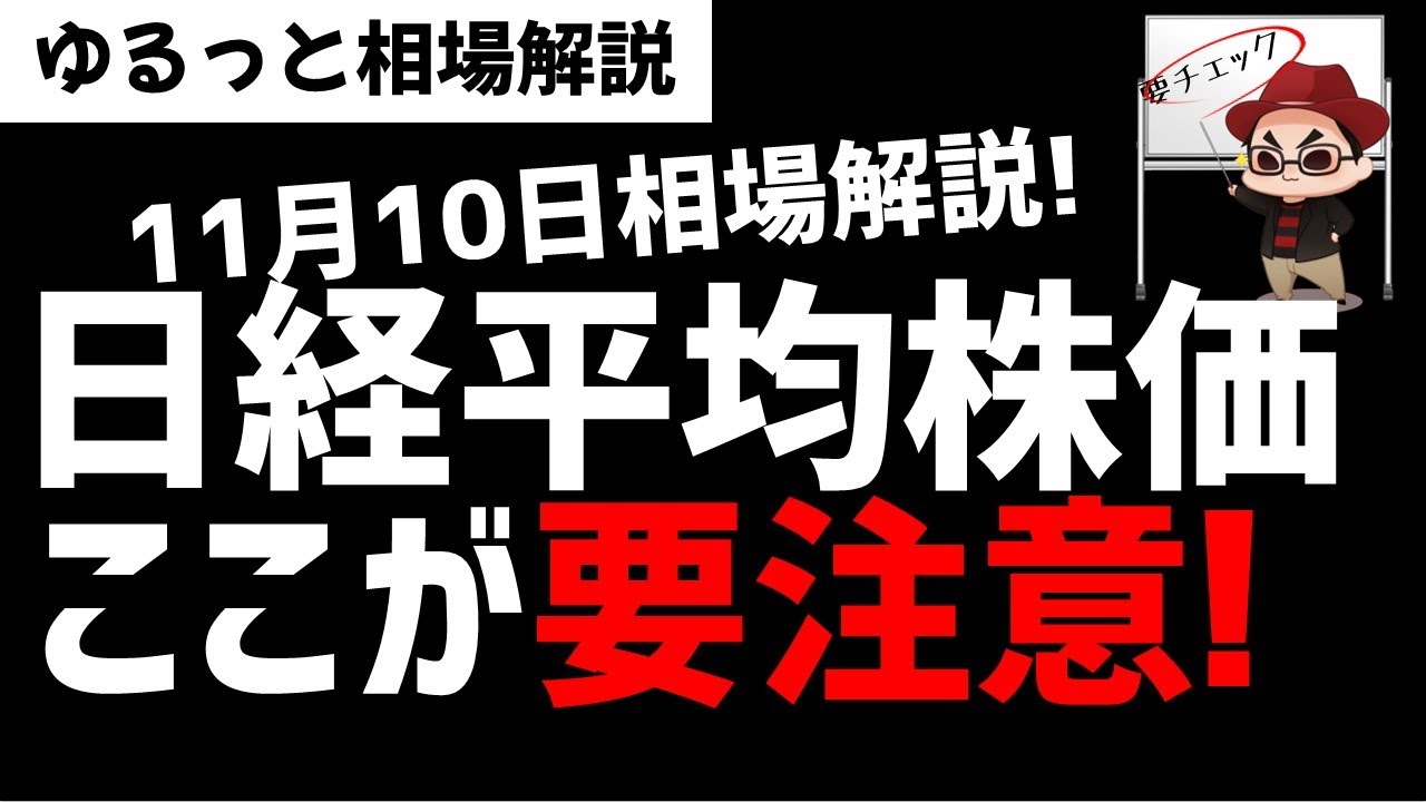 【11月10日のゆるっと相場解説】日経平均株価はここの動きが要注意！今後の分水嶺か？ズボラ株投資